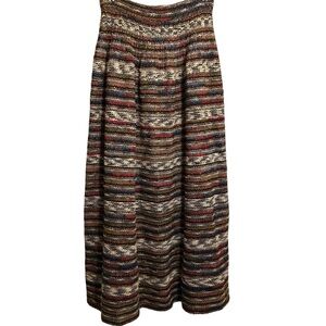 Handmade Boho Ankle Length Skirt – One of a Kind Textured Woven Maxi Size S